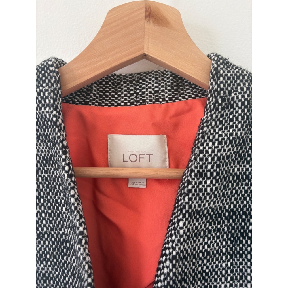 Loft Ann Taylor Black & White Tweed Blazer Jacket – Size 00 Petite - Picture 2 of 4